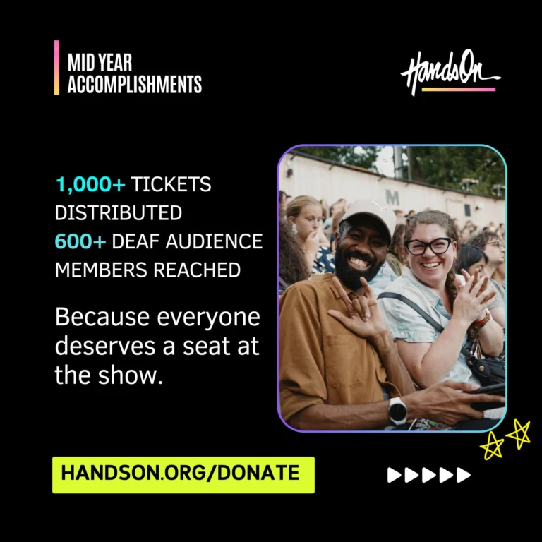 Access to the arts doesn't happen by accident. It happens because of a community that believes everyone deserves a seat in the audience. ❤️

This season, together, we:
✨ Interpreted 27 performances
🎟️ Distributed 1,000+ tickets
🤟 Welcomed 600+ Deaf audience members
🎭 Expanded partnerships with theaters across New York City

As we prepare for an exciting fall season, your support helps make every interpreted performance, every training, and every accessible theater experience possible.

If you believe the arts should be accessible to everyone, consider making a gift today. Every donation helps create more opportunities for our community.